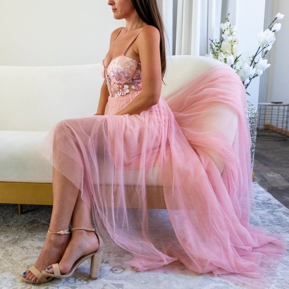 Sweeter In Mesh Maxi Dress - Blush Size Small - Picture 6 of 10